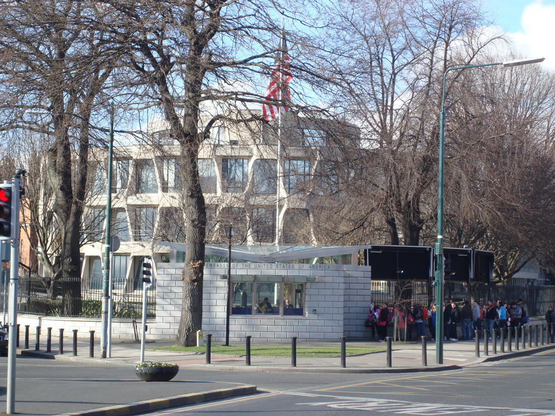 An embassy building, illustrating consular legalization
